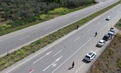 Bursa İznik yolunda trafik, havadan denetlendi
