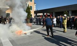 Belediye personeline yangın tatbikatı