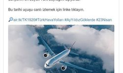 THY uçağından gökyüzünde Türk Bayrağı