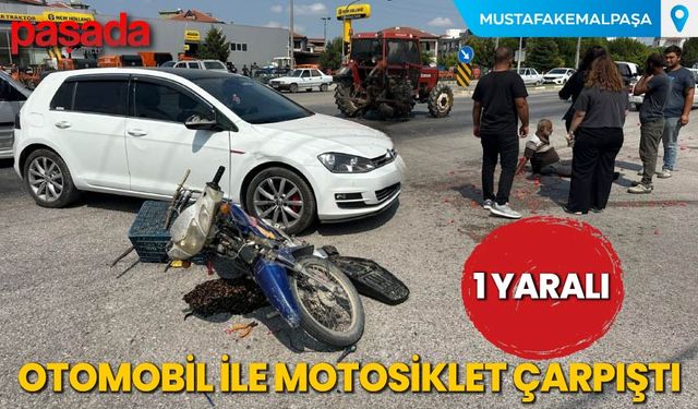 Otomobil İle Motosiklet Çarpıştı 1 Yaralı