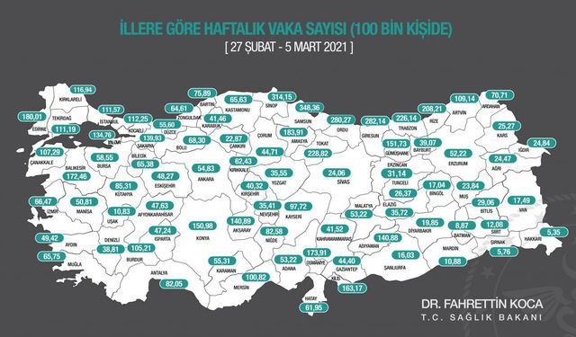 Vaka haritası paylaşıldı: Bursa yükselişte!