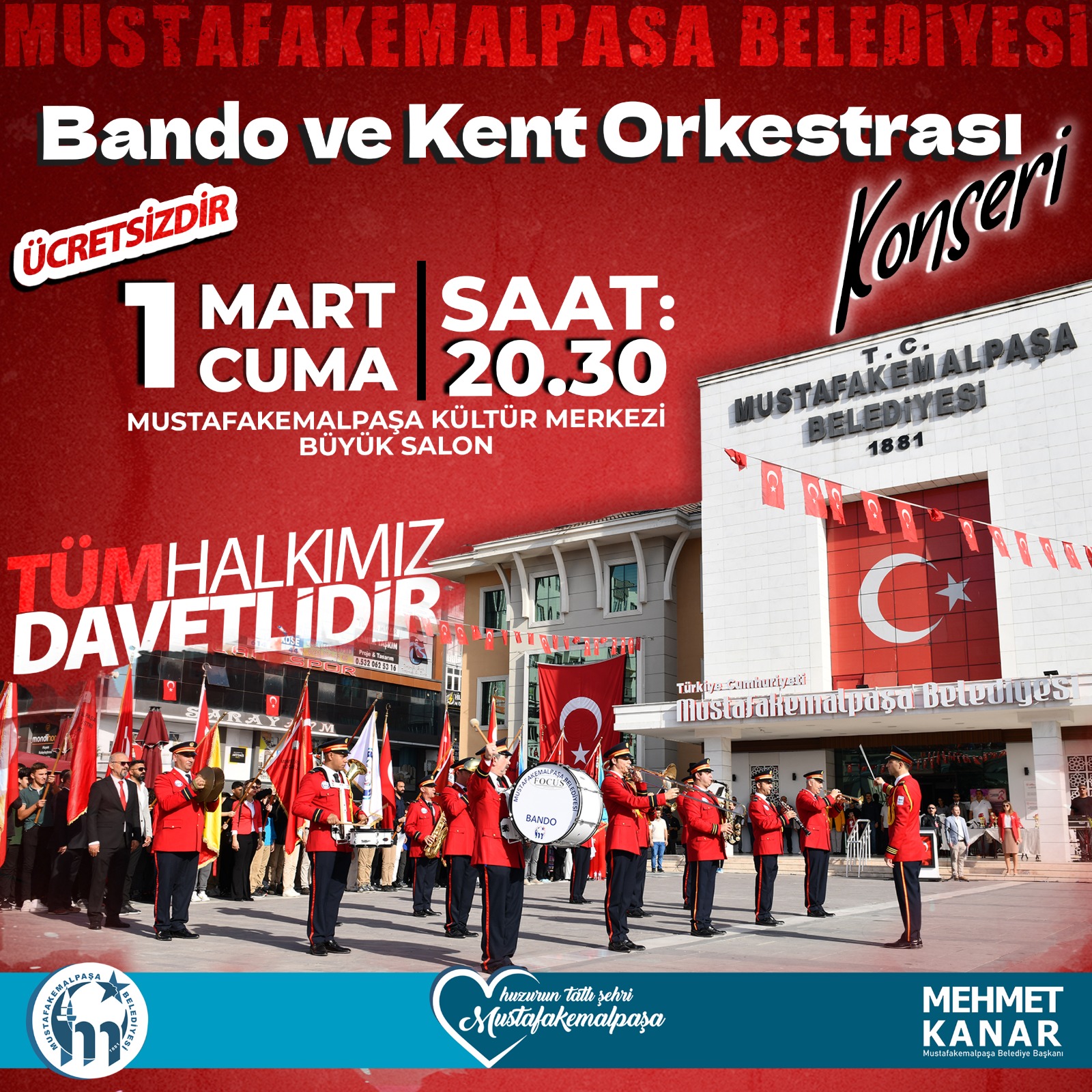 Mustafakemalpaşa Beledi̇yesi̇ Bando Ve Kent Orkestrasi'ndan Muhteşem Konser (1)